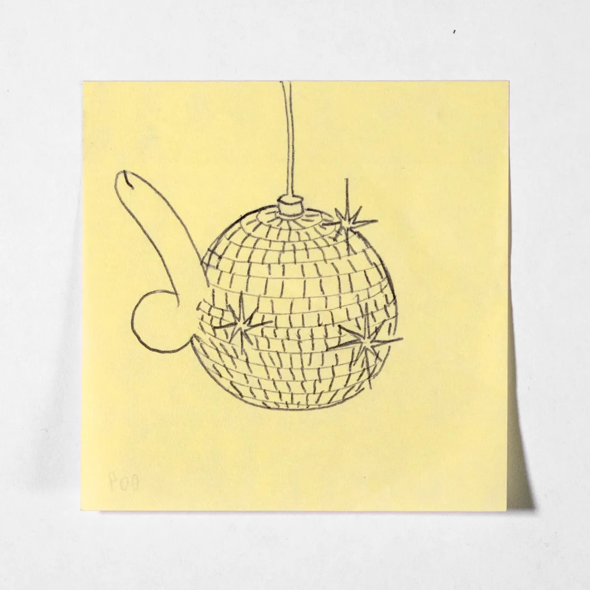Disco, No. 009 of 512: a hand-drawn cazzo on a sticky note