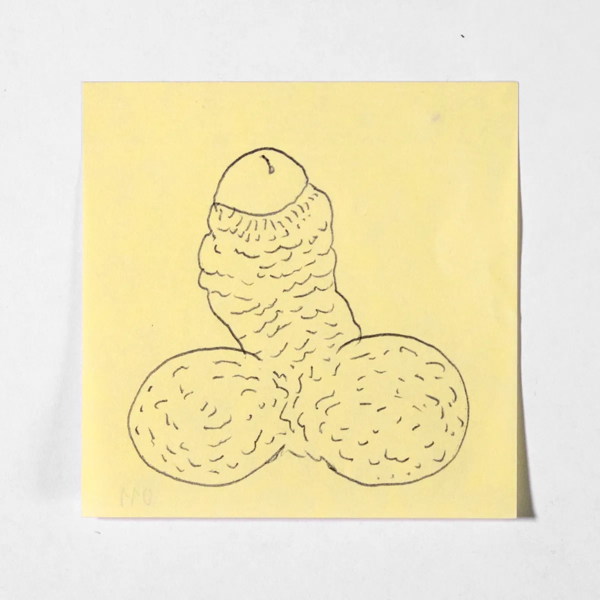 Reassuring, No. 011 of 512: a hand-drawn cazzo on a sticky note