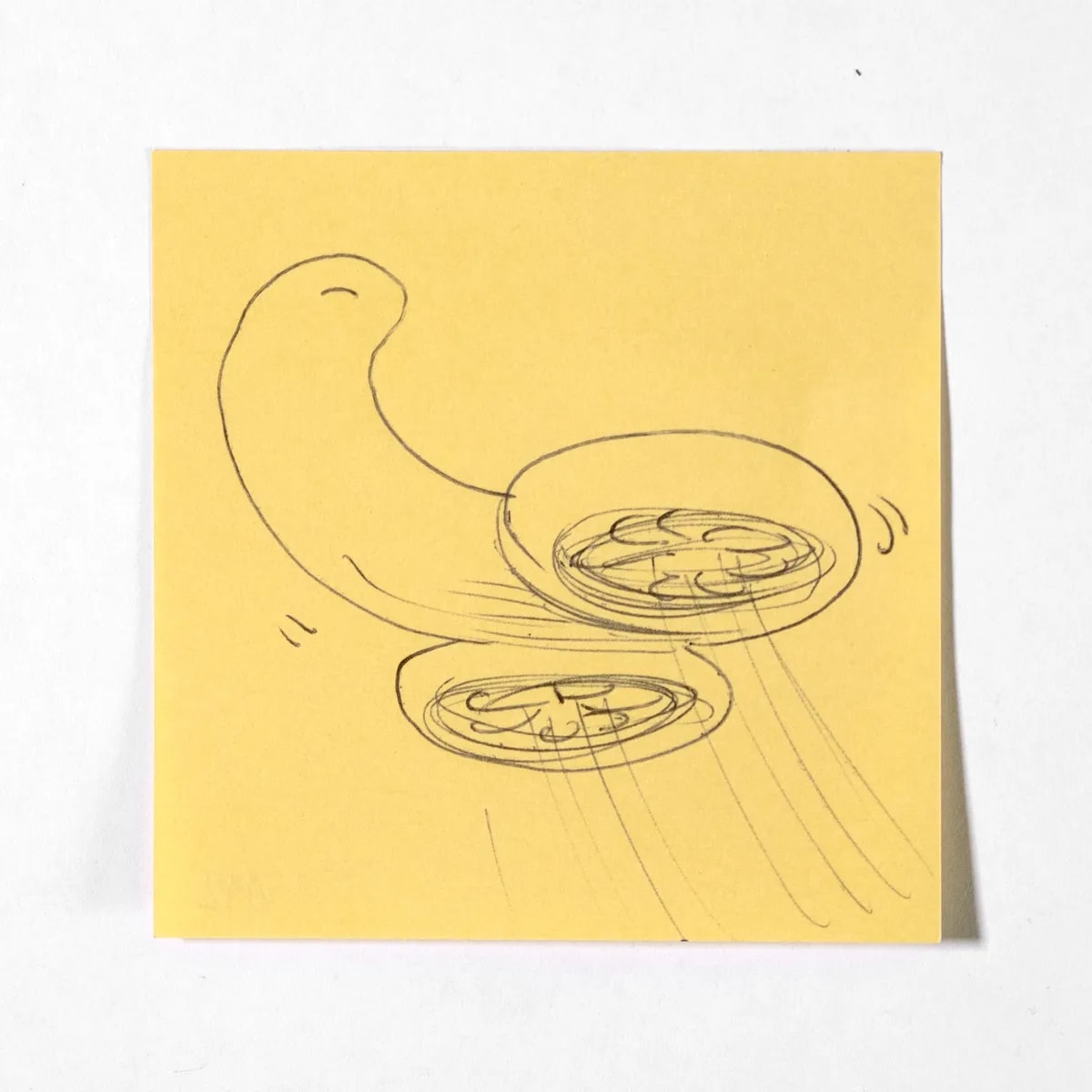 Drone, No. 012 of 512: a hand-drawn cazzo on a sticky note