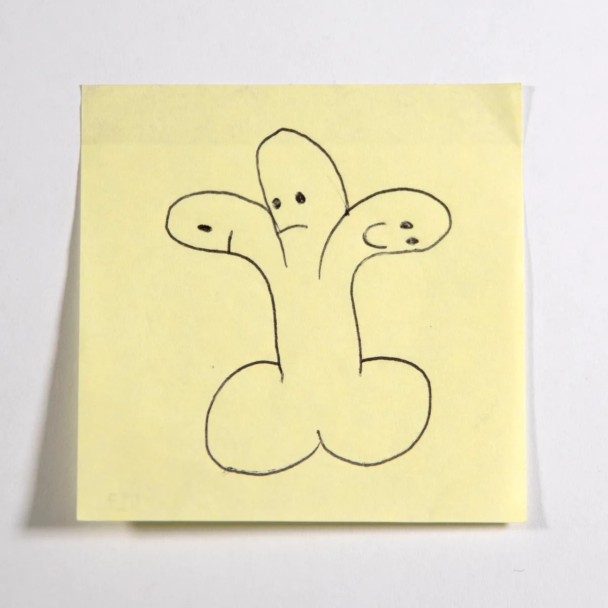 Schizophrenia, No. 027 of 512: a hand-drawn cazzo on a sticky note