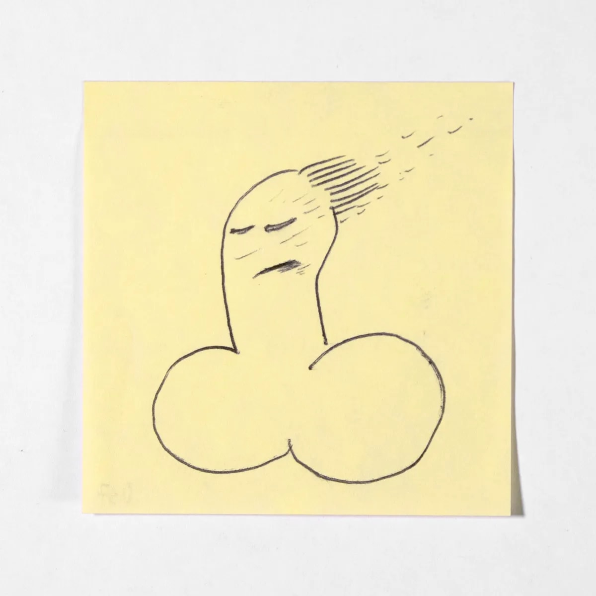 Wind, No. 037 of 512: a hand-drawn cazzo on a sticky note