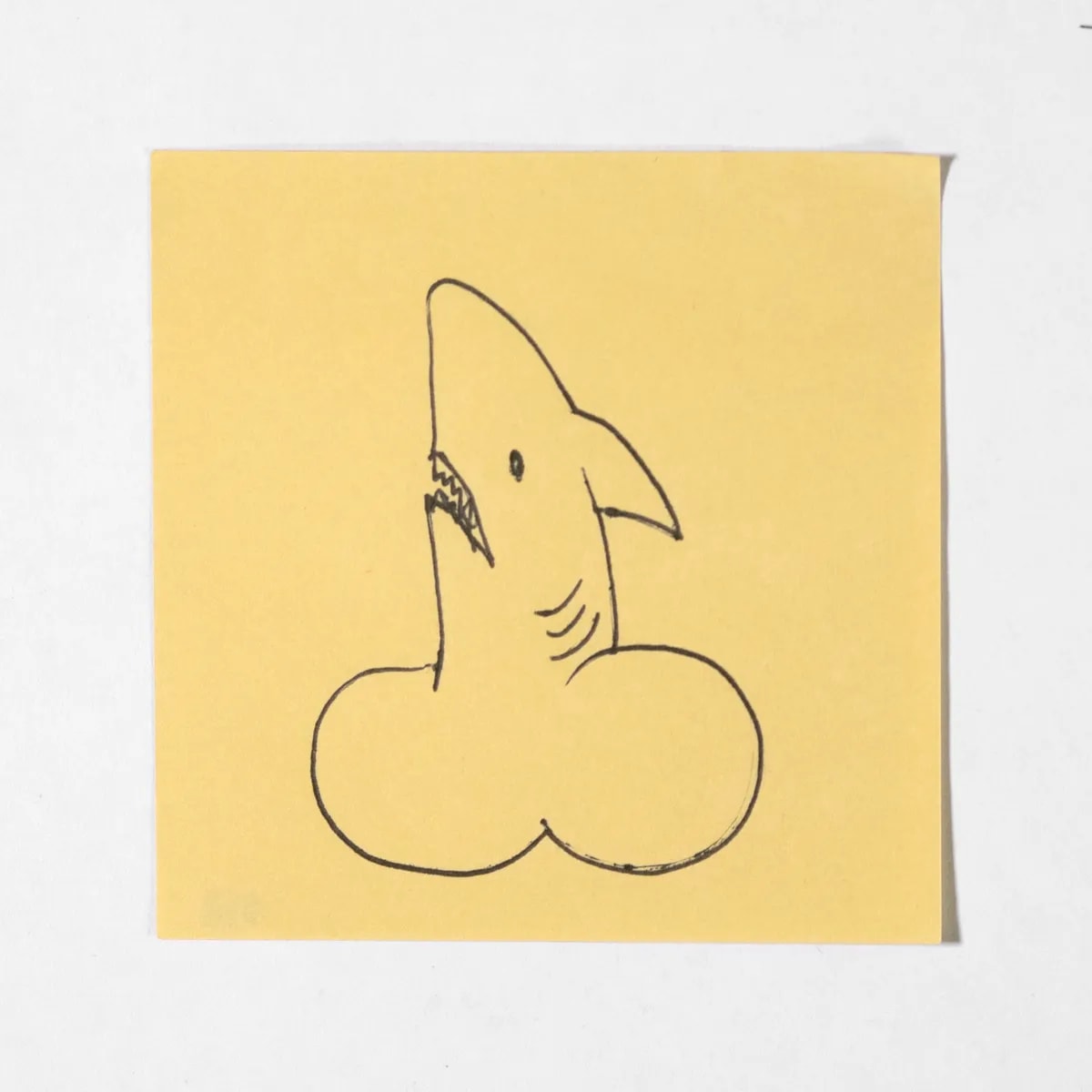 Shark, No. 058 of 512: a hand-drawn cazzo on a sticky note
