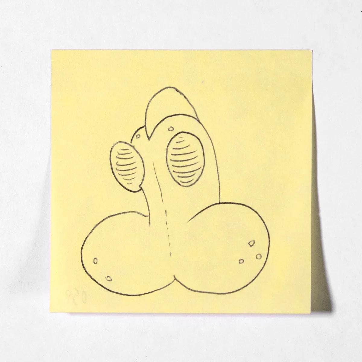 Urutoraman, No. 059 of 512: a hand-drawn cazzo on a sticky note