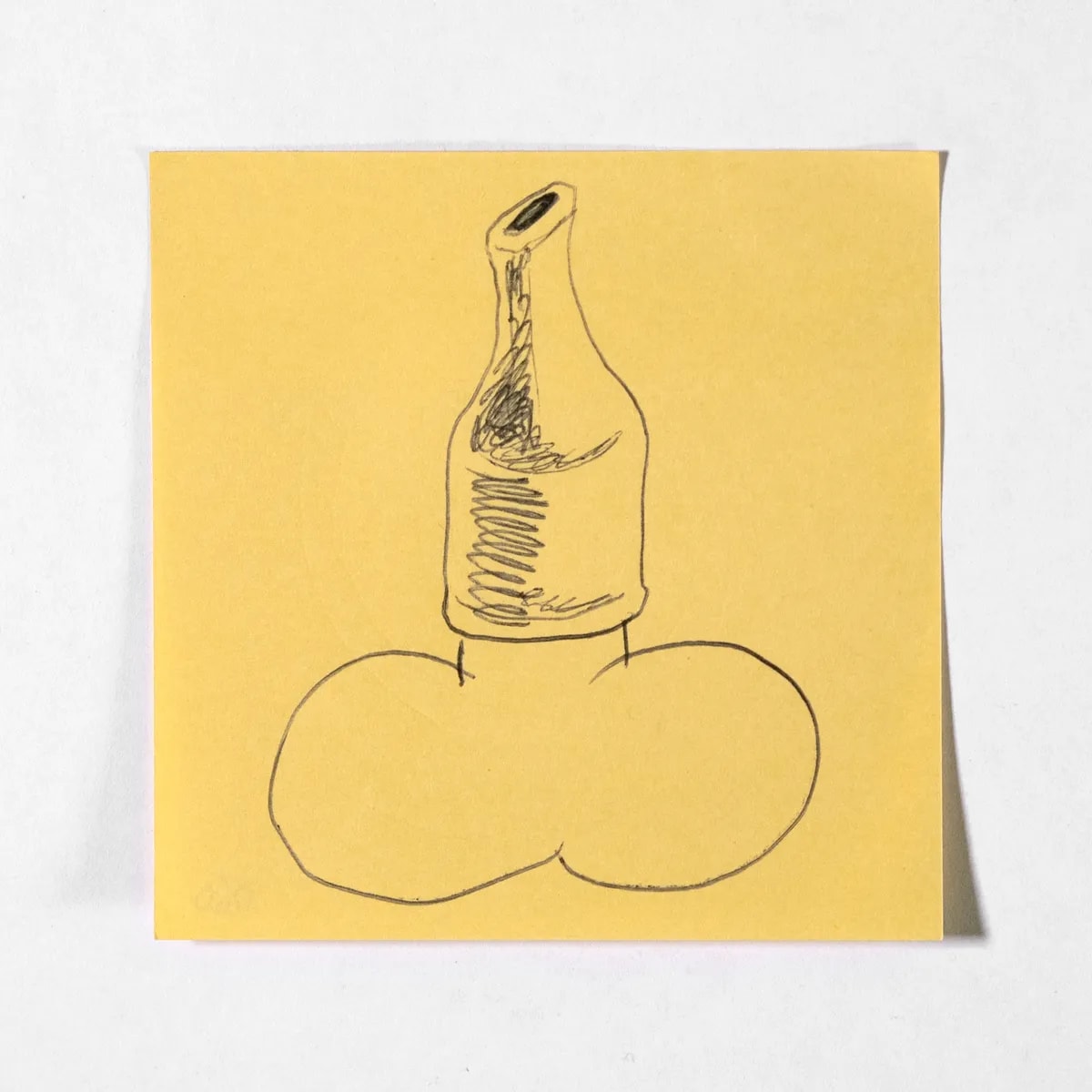 Mouthpiece, No. 060 of 512: a hand-drawn cazzo on a sticky note