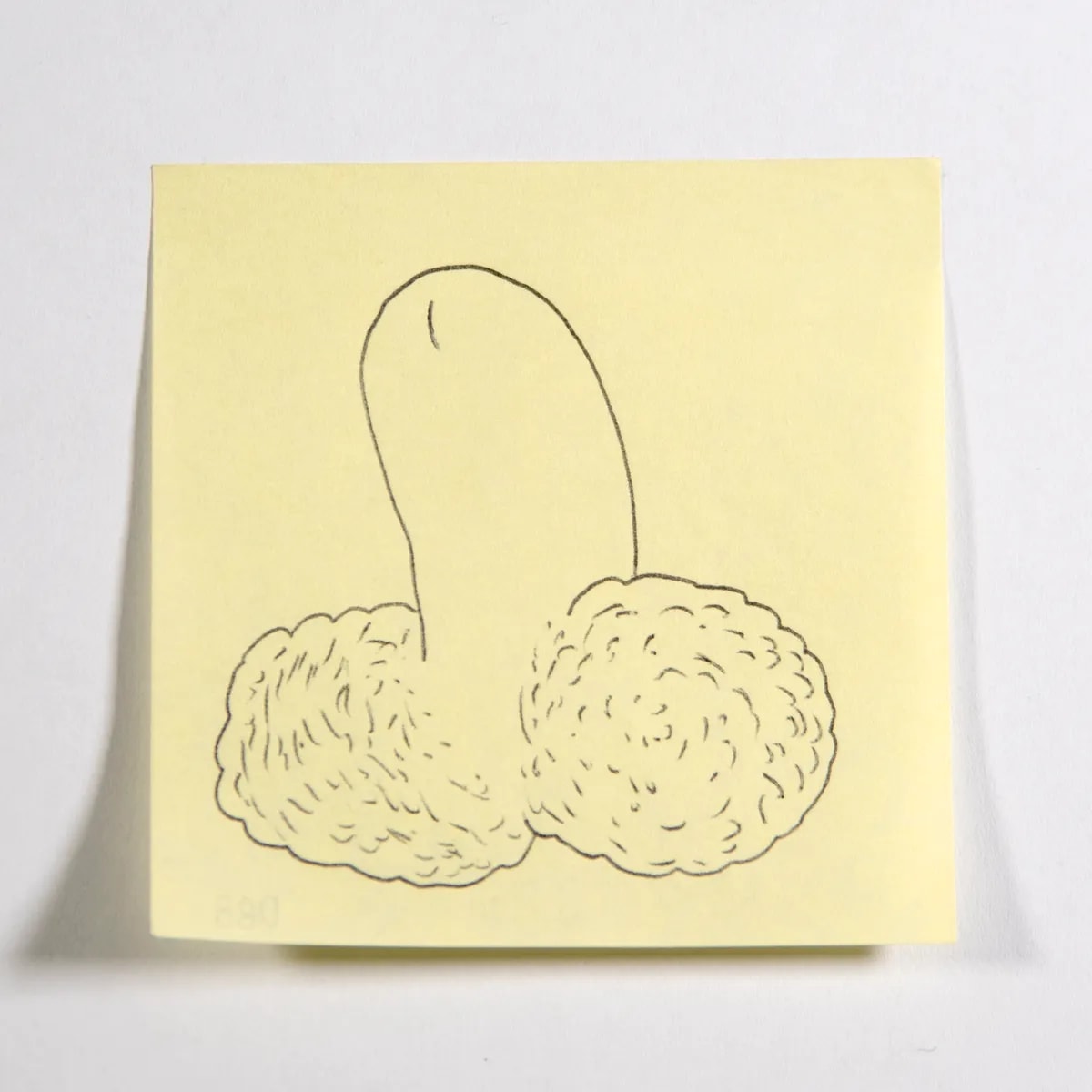 Wads, No. 088 of 512: a hand-drawn cazzo on a sticky note