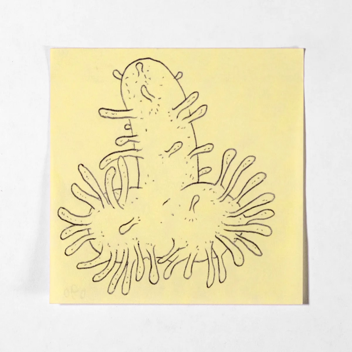 Cockpod, No. 090 of 512: a hand-drawn cazzo on a sticky note