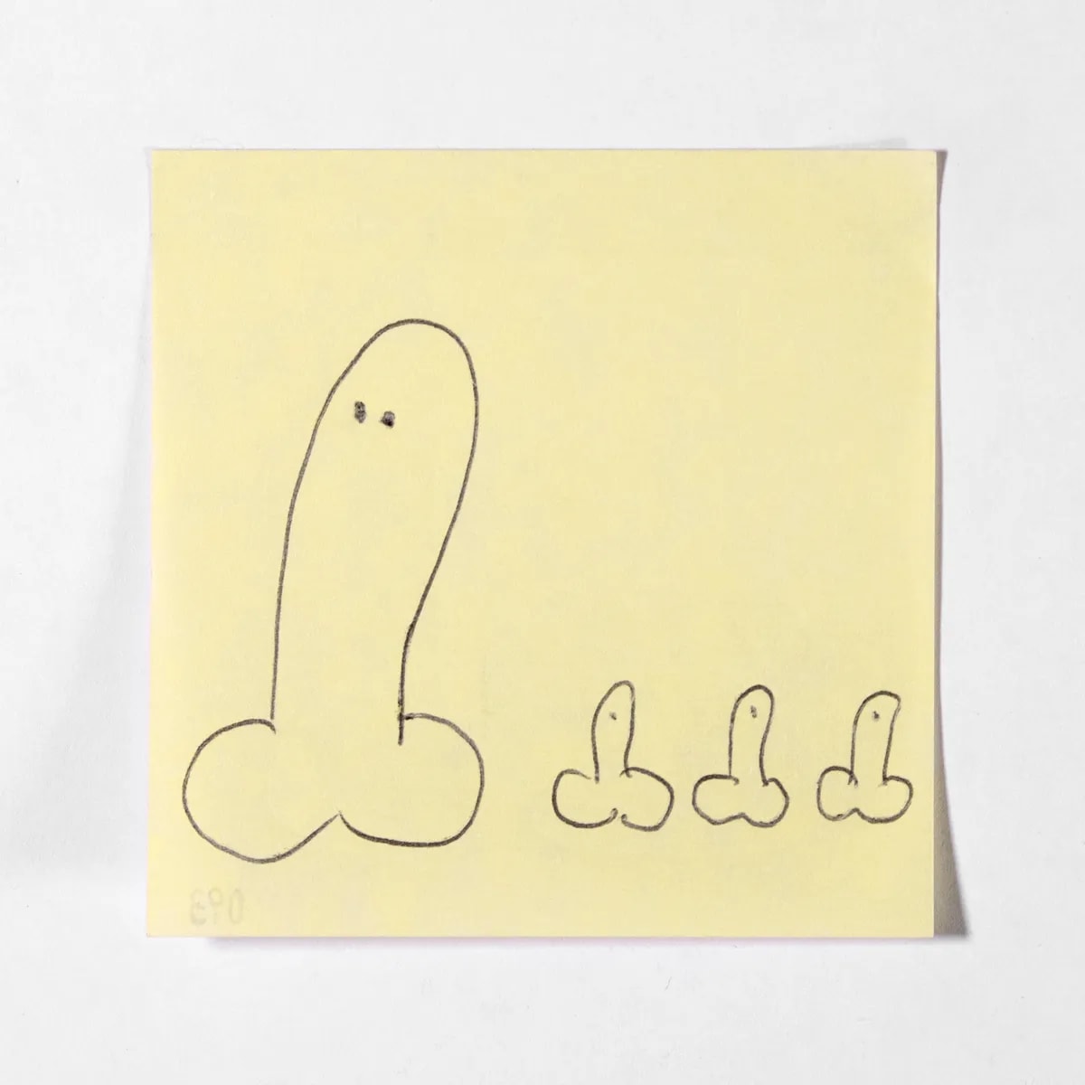 Family, No. 093 of 512: a hand-drawn cazzo on a sticky note