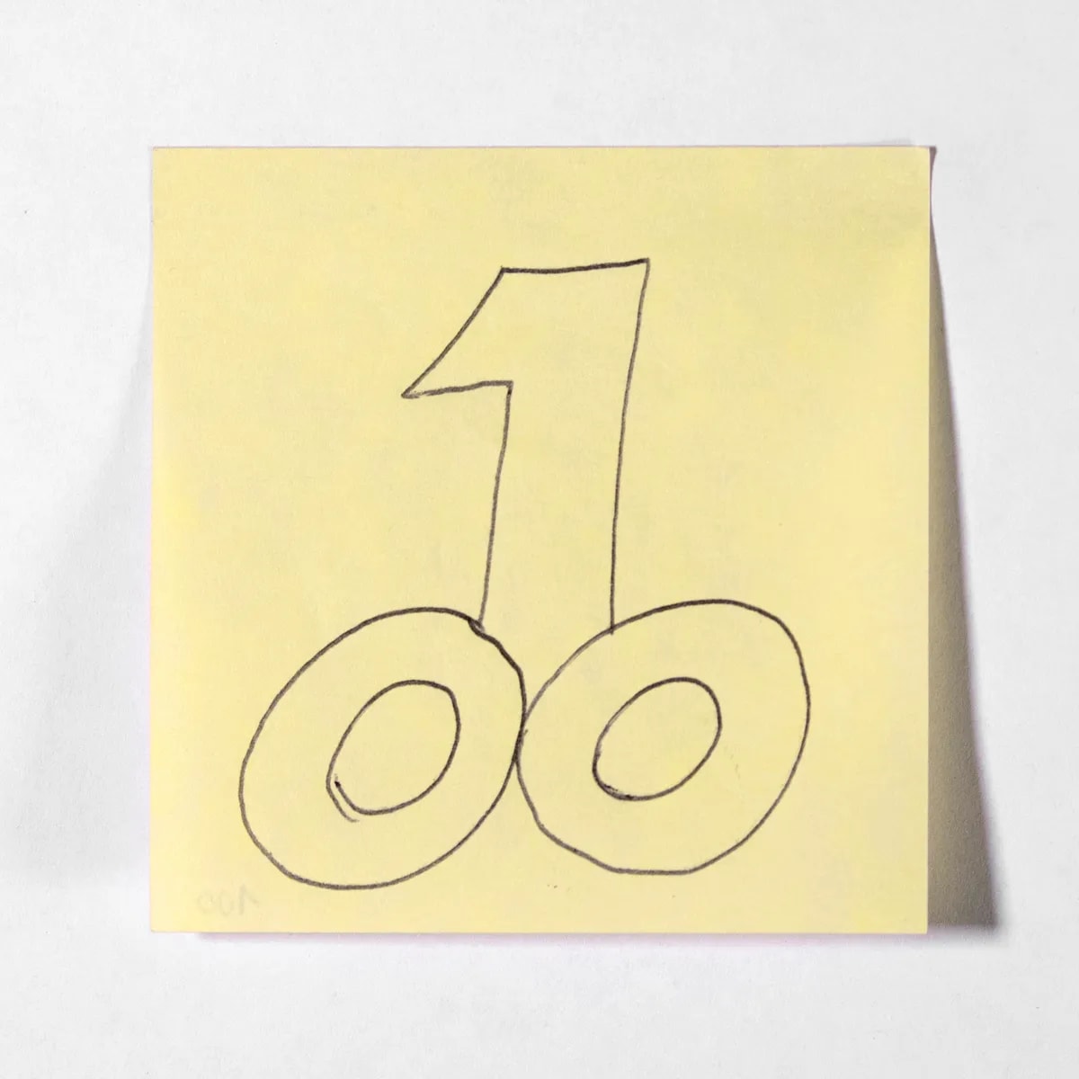 100, No. 100 of 512: a hand-drawn cazzo on a sticky note
