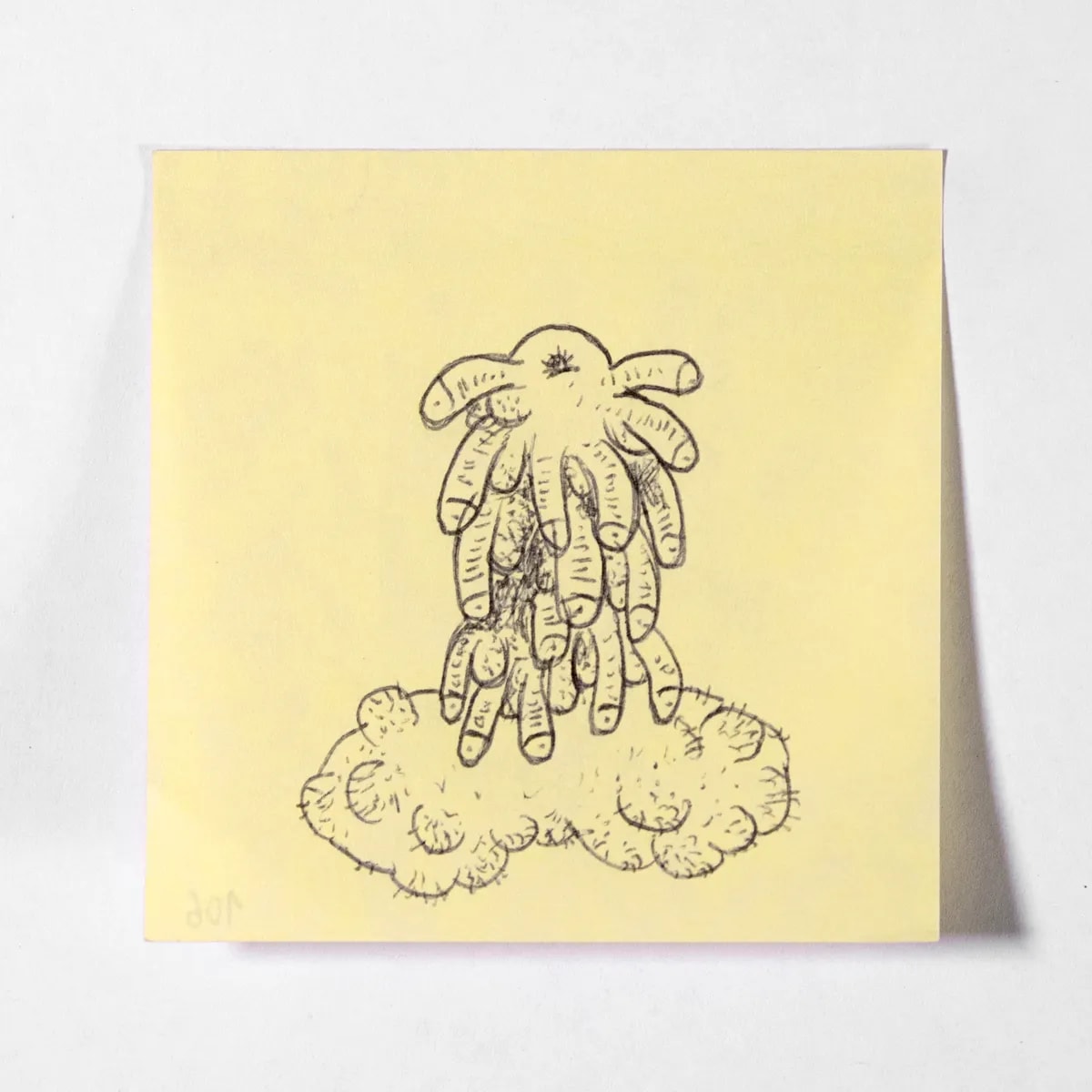 Saturnian, No. 106 of 512: a hand-drawn cazzo on a sticky note