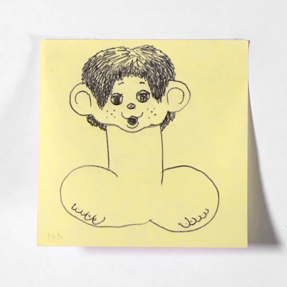 Monchicchi, No. 111 of 512: a hand-drawn cazzo on a sticky note