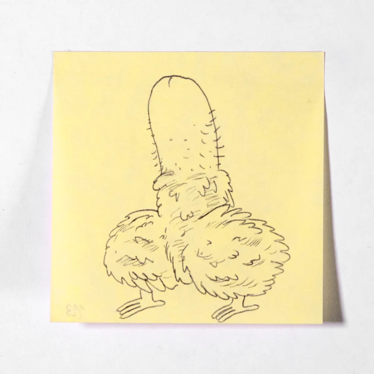 Dodo, No. 123 of 512: a hand-drawn cazzo on a sticky note