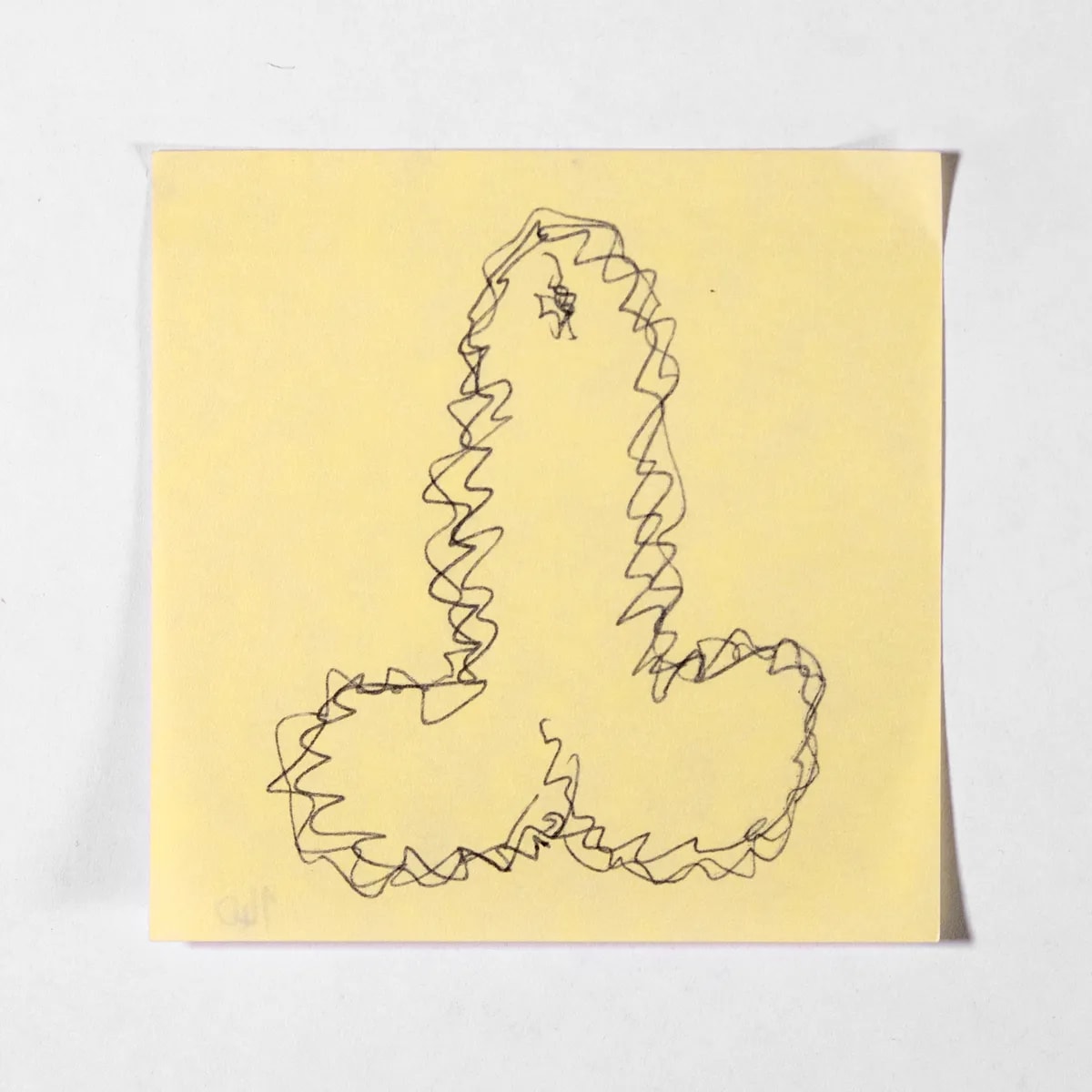 Electrified, No. 140 of 512: a hand-drawn cazzo on a sticky note