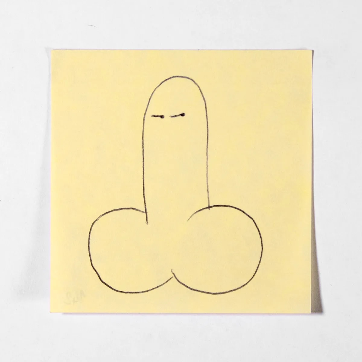 Suspicious, No. 142 of 512: a hand-drawn cazzo on a sticky note