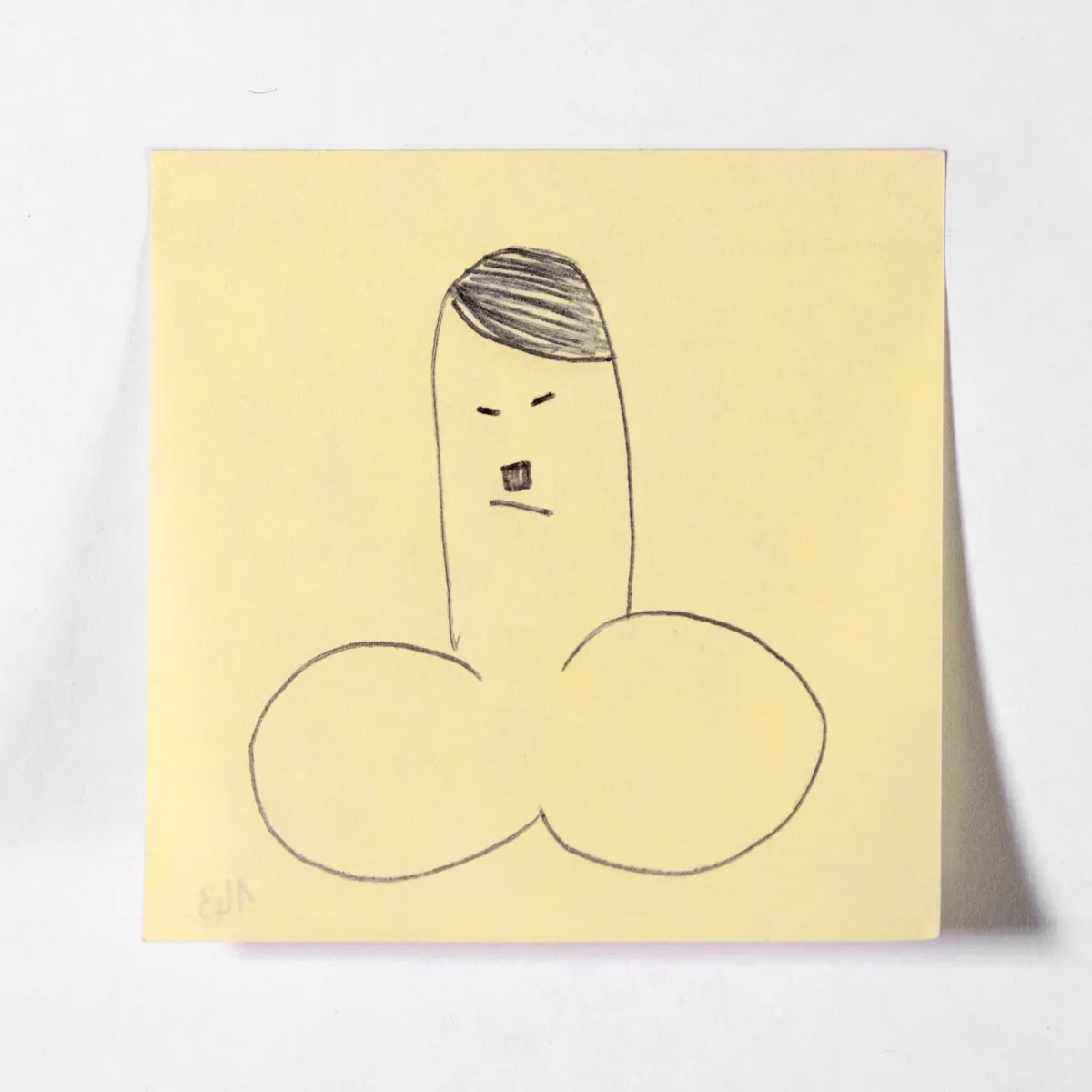 Portrait6, No. 143 of 512: a hand-drawn cazzo on a sticky note