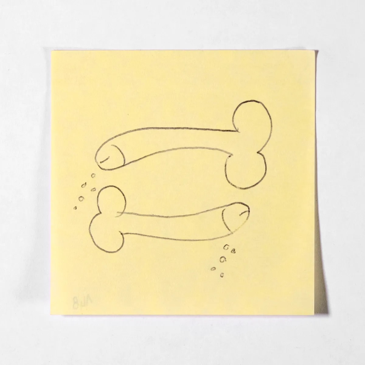 Pisces, No. 148 of 512: a hand-drawn cazzo on a sticky note