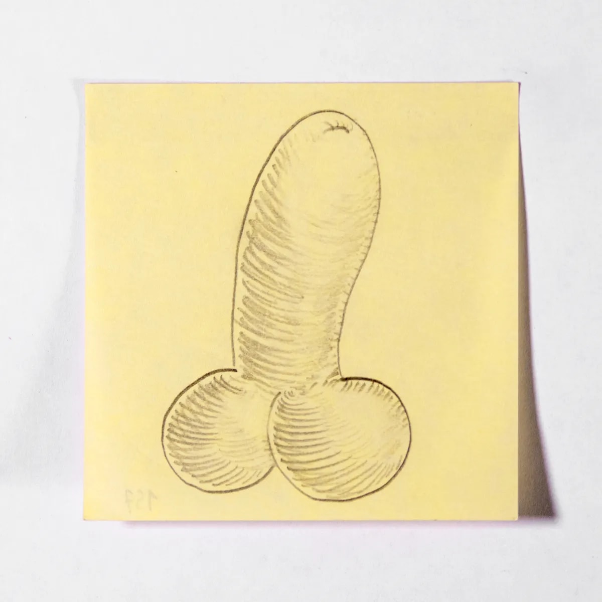 Sketch, No. 157 of 512: a hand-drawn cazzo on a sticky note