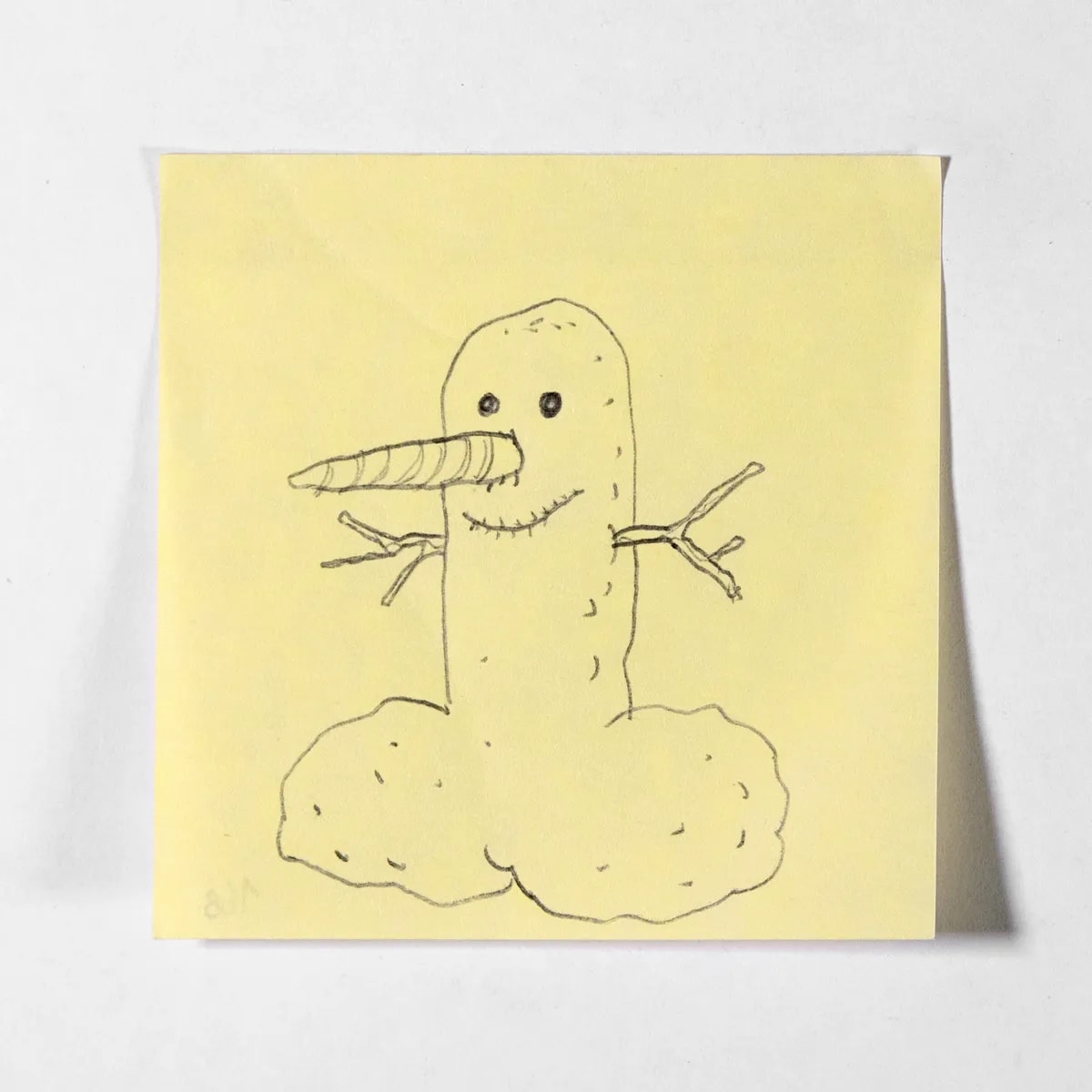 Puppet, No. 168 of 512: a hand-drawn cazzo on a sticky note