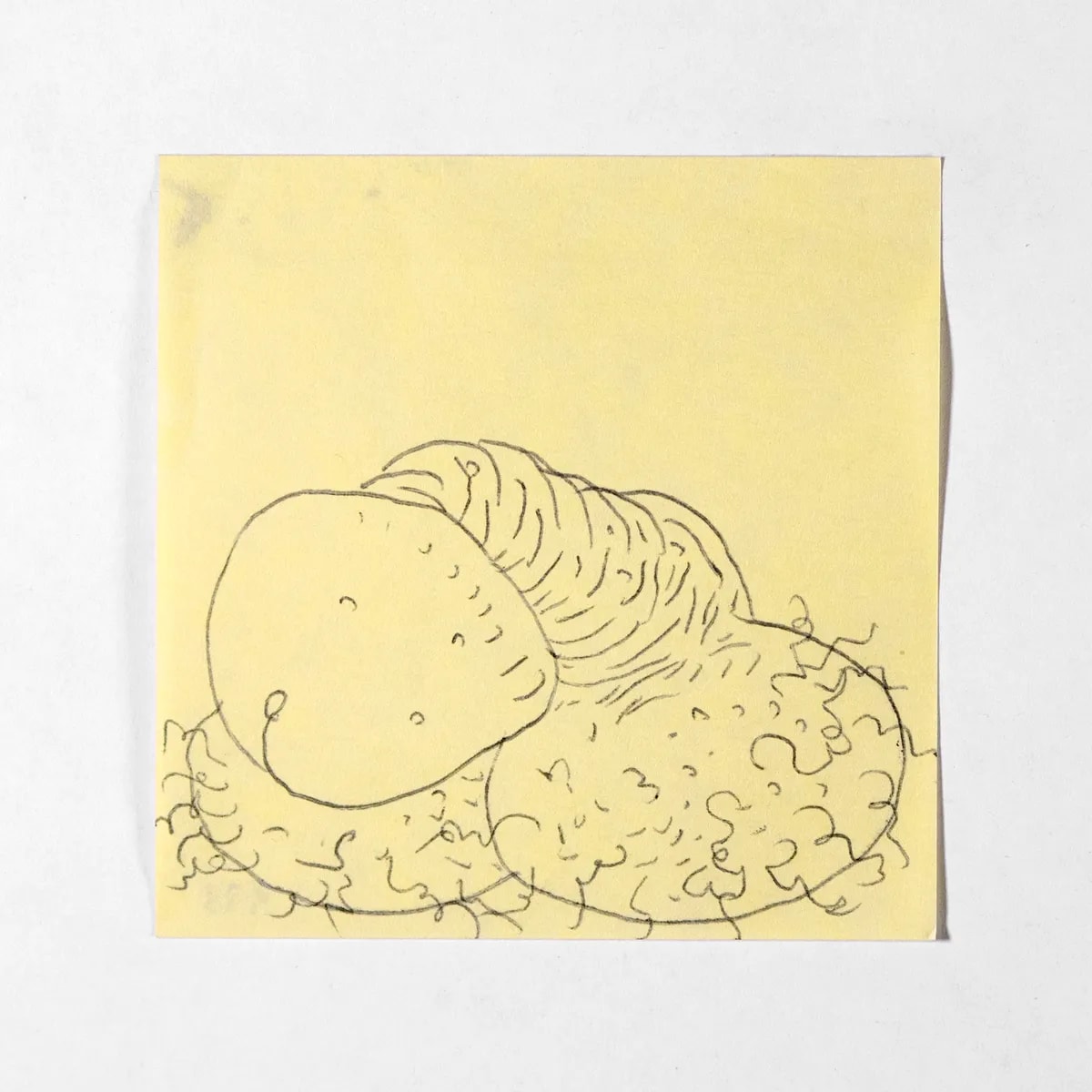 Down, No. 173 of 512: a hand-drawn cazzo on a sticky note