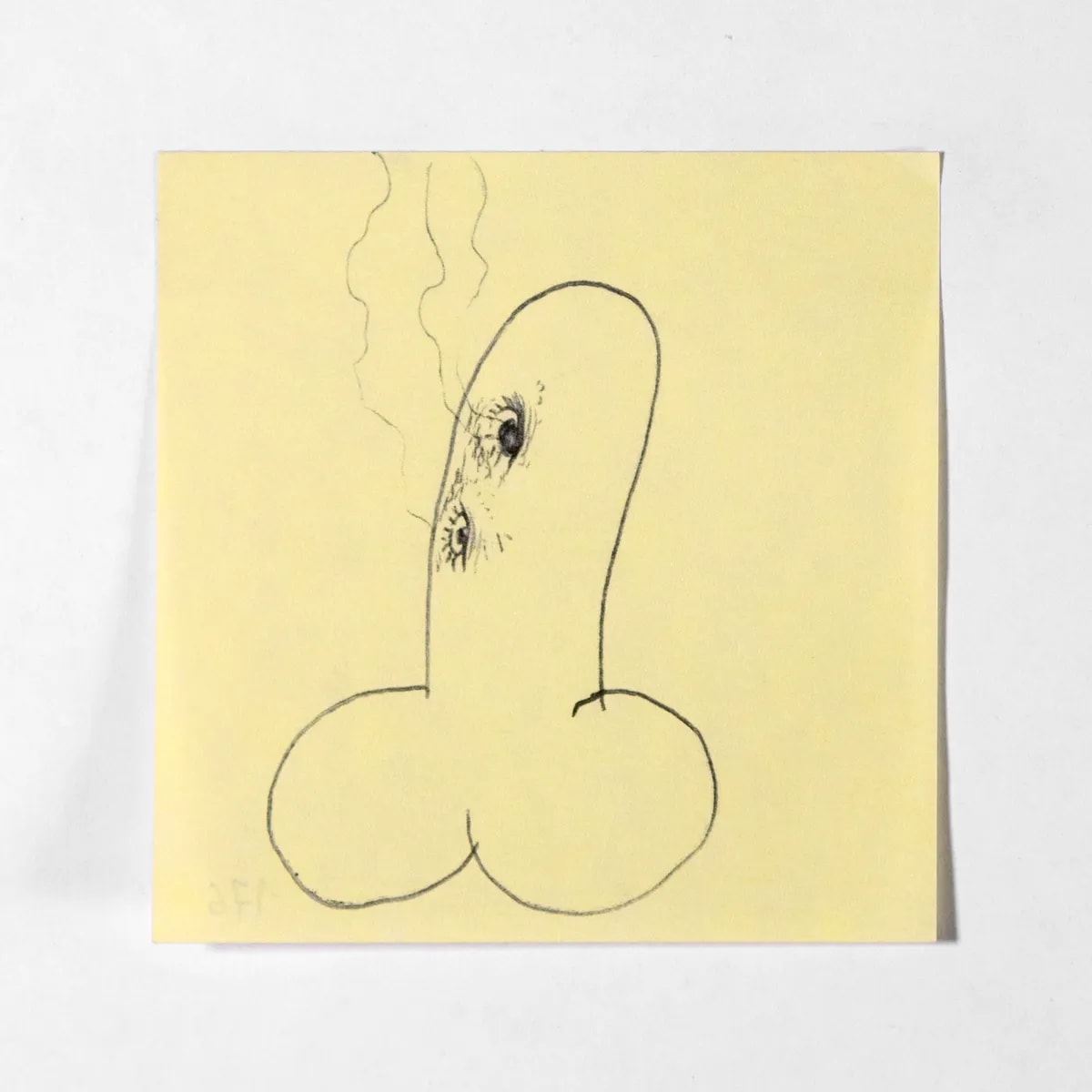 Shoted, No. 176 of 512: a hand-drawn cazzo on a sticky note