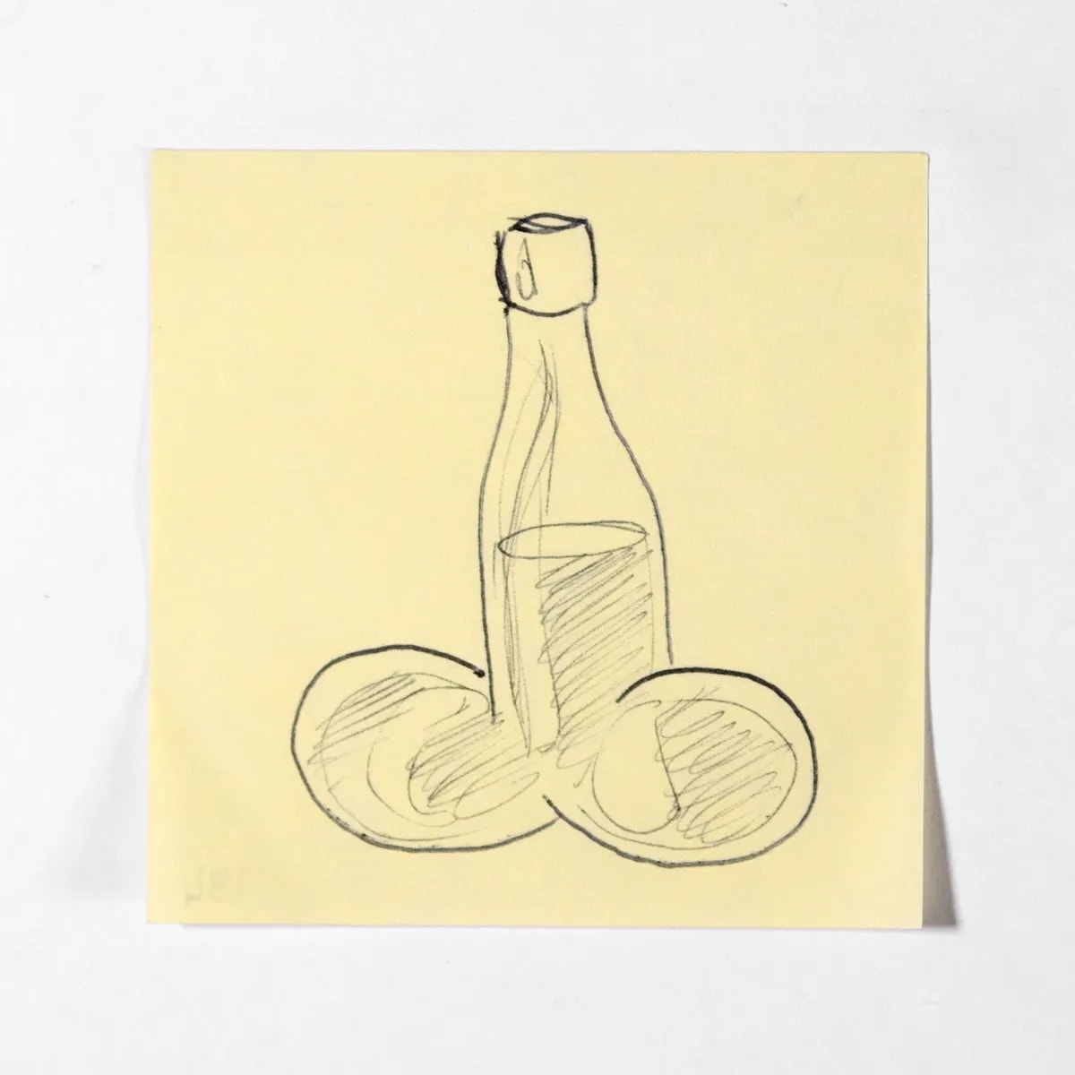 Bottle, No. 184 of 512: a hand-drawn cazzo on a sticky note