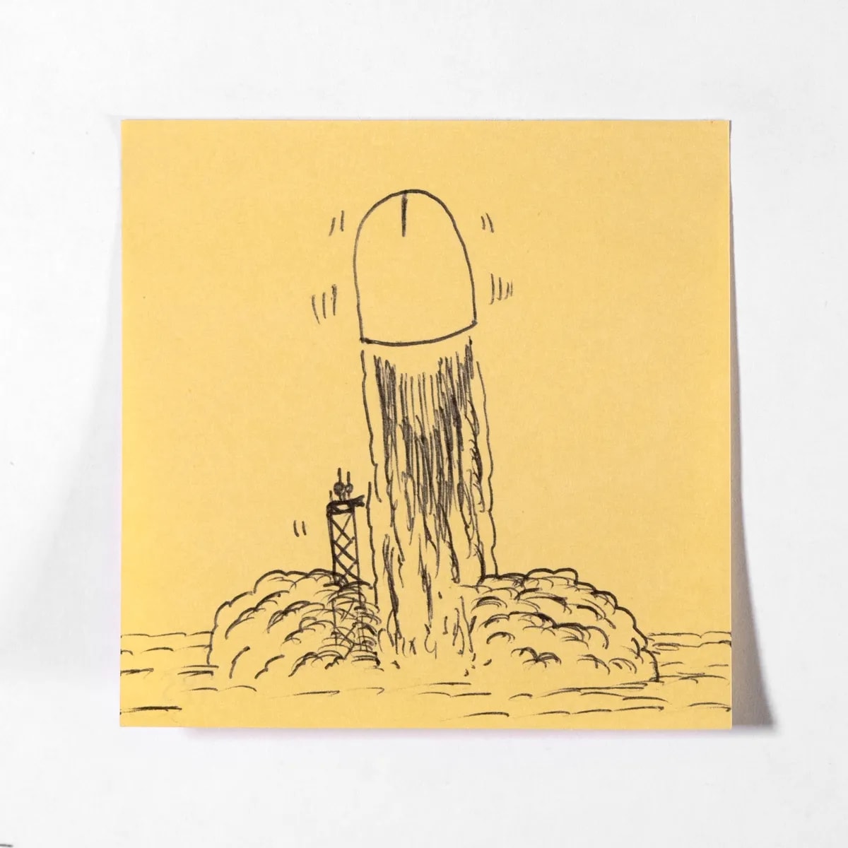 Launch, No. 195 of 512: a hand-drawn cazzo on a sticky note