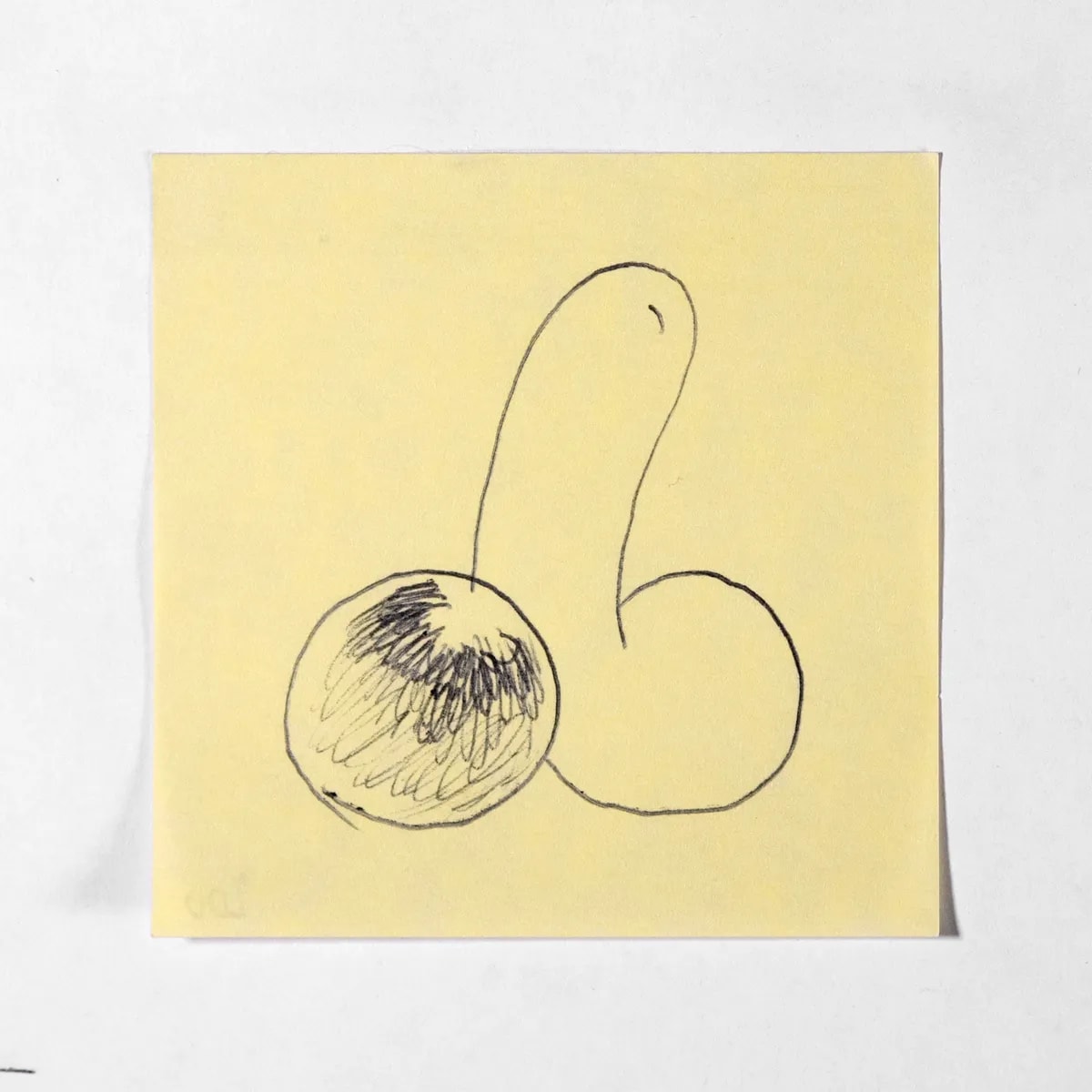 Marble, No. 200 of 512: a hand-drawn cazzo on a sticky note