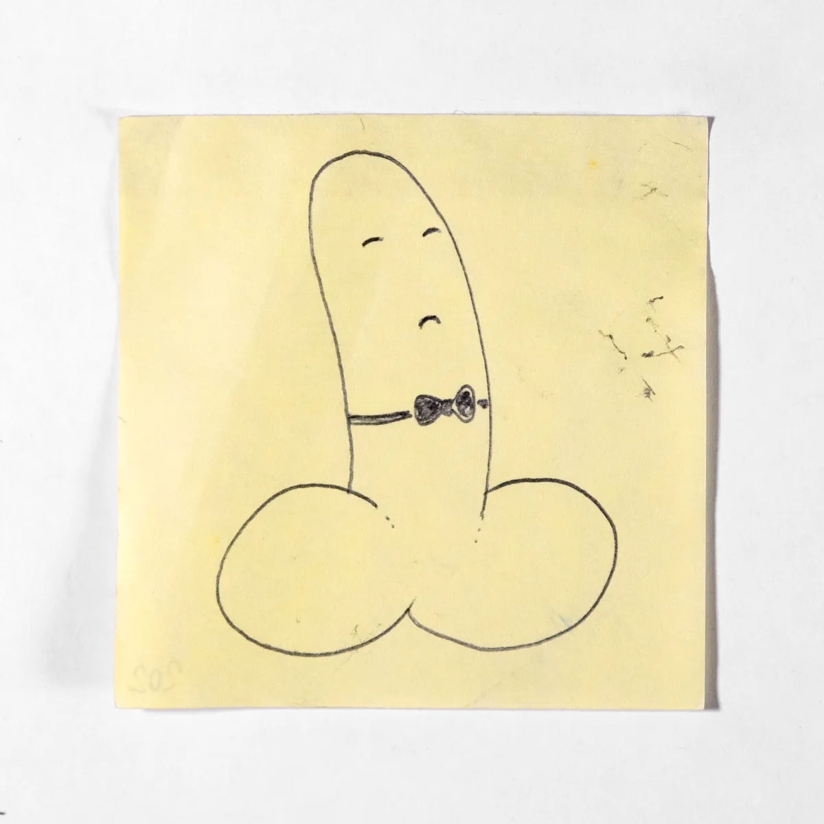 Butler, No. 202 of 512: a hand-drawn cazzo on a sticky note