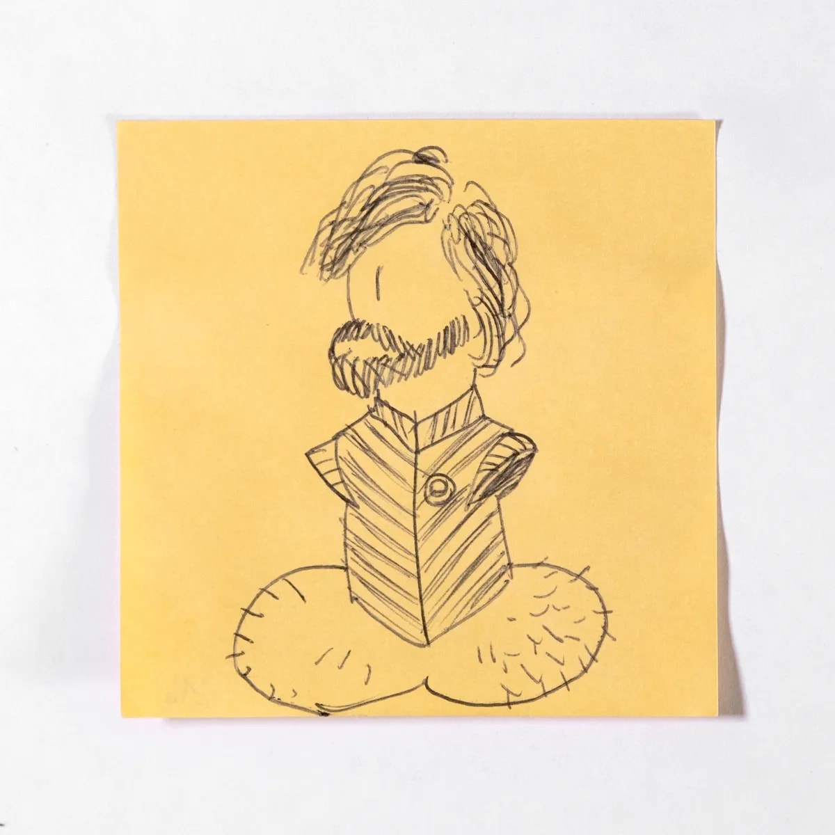 Tyrion, No. 214 of 512: a hand-drawn cazzo on a sticky note