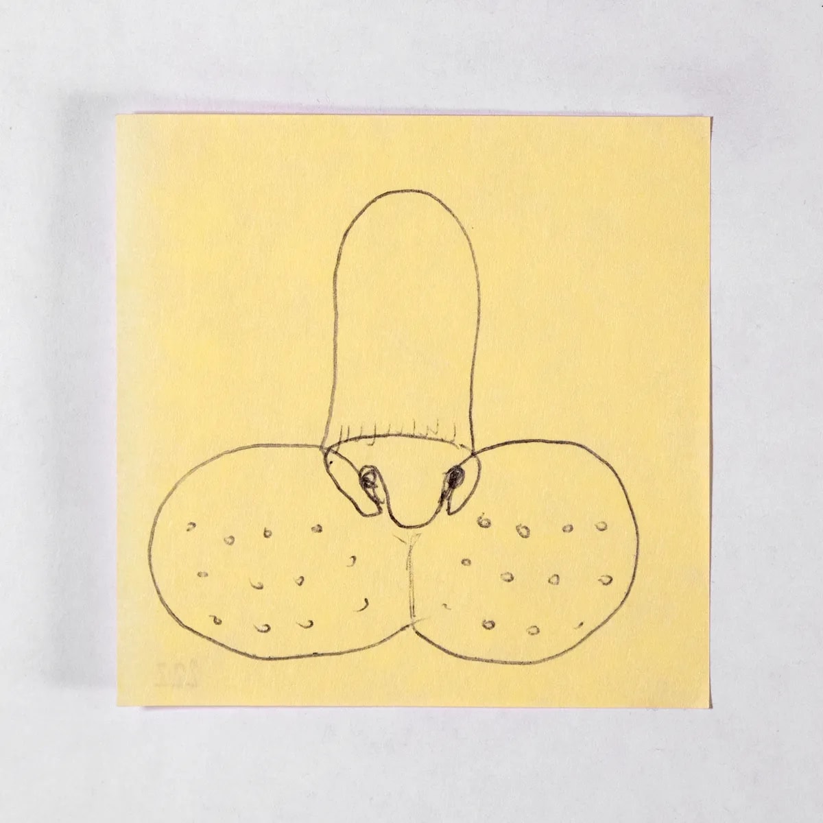 Leo, No. 222 of 512: a hand-drawn cazzo on a sticky note