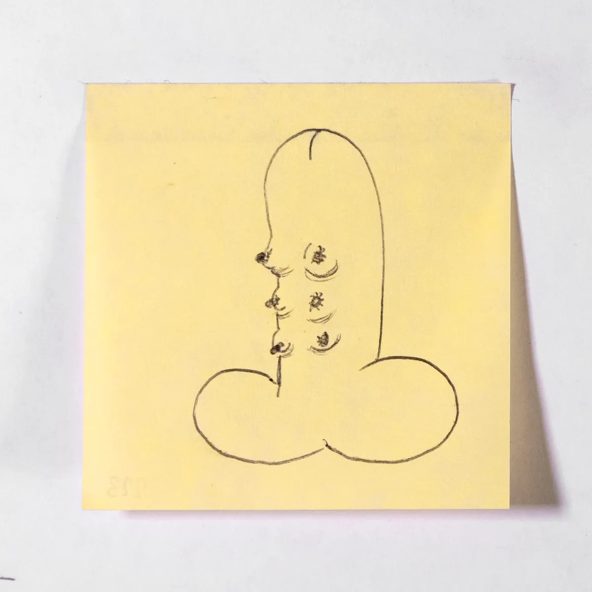 Pig, No. 223 of 512: a hand-drawn cazzo on a sticky note
