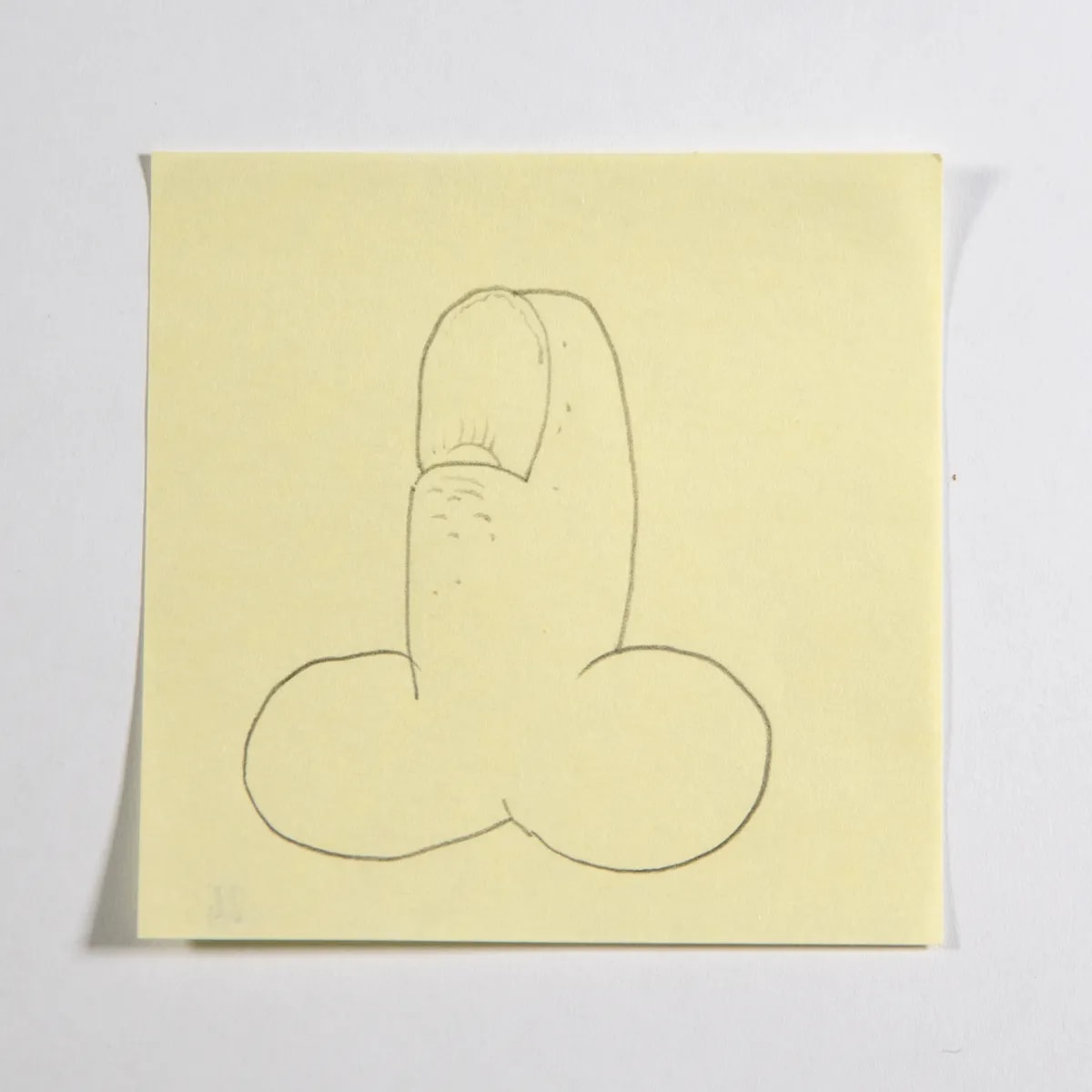 Finger, No. 245 of 512: a hand-drawn cazzo on a sticky note