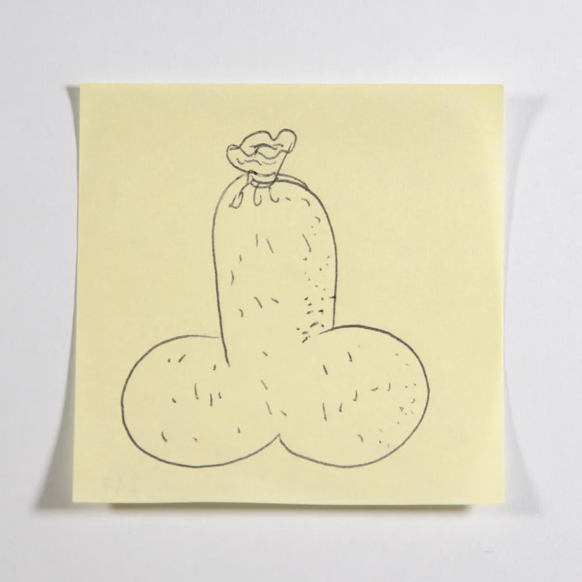 Sack, No. 247 of 512: a hand-drawn cazzo on a sticky note