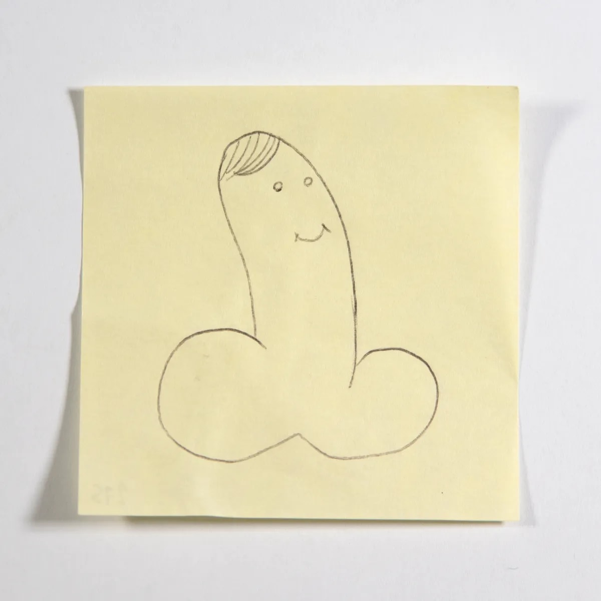 Careful, No. 275 of 512: a hand-drawn cazzo on a sticky note