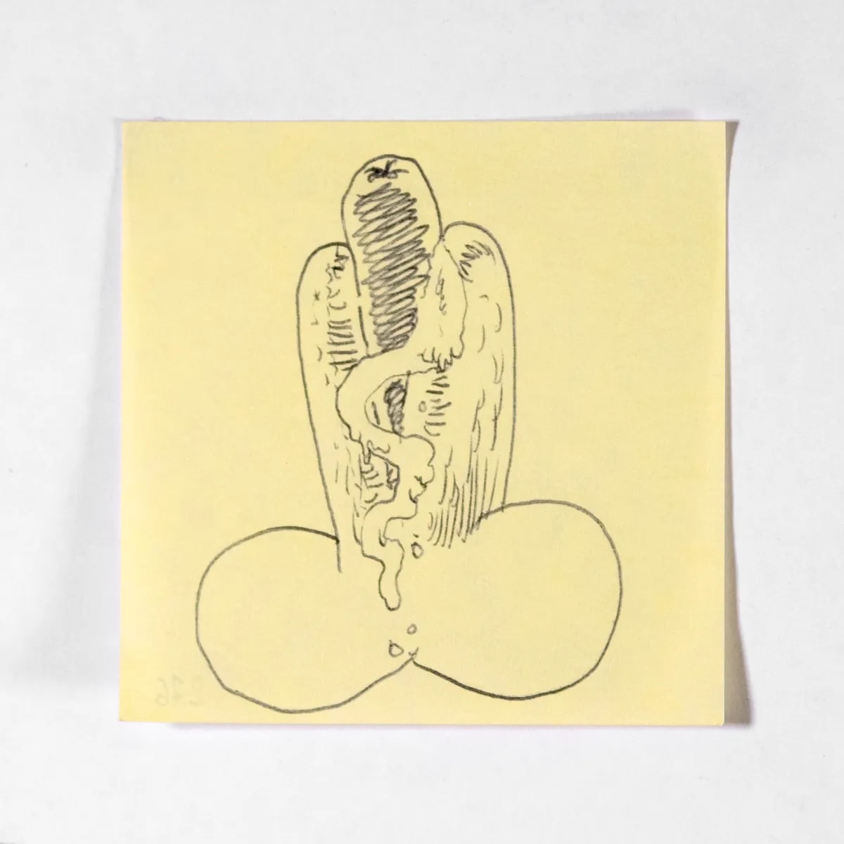 Hotdog, No. 276 of 512: a hand-drawn cazzo on a sticky note
