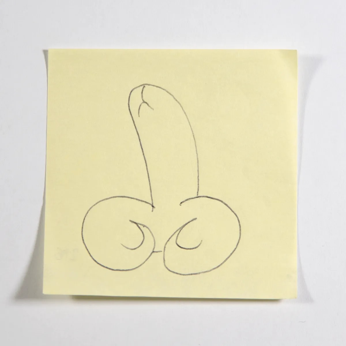 Aries, No. 296 of 512: a hand-drawn cazzo on a sticky note