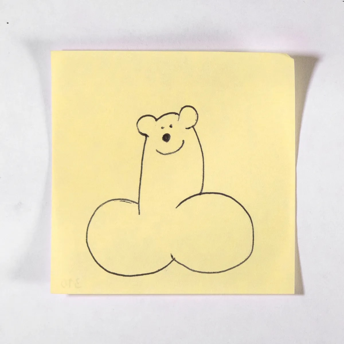 Bearcub, No. 310 of 512: a hand-drawn cazzo on a sticky note
