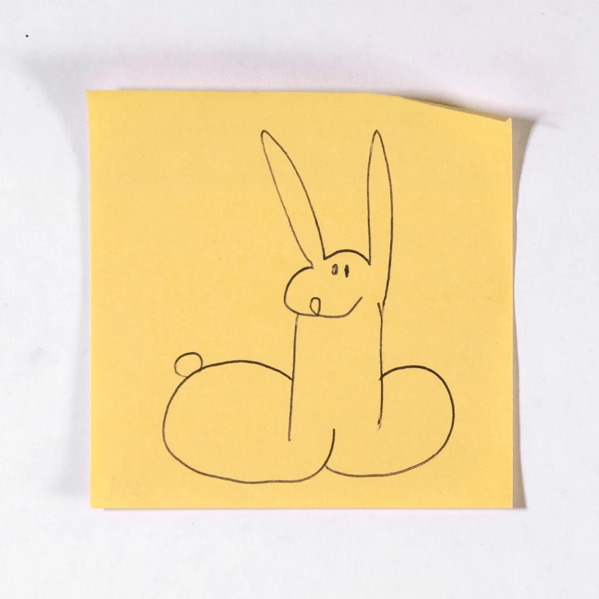 Hare, No. 311 of 512: a hand-drawn cazzo on a sticky note