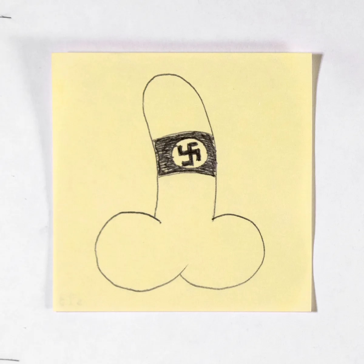 Nazi, No. 323 of 512: a hand-drawn cazzo on a sticky note