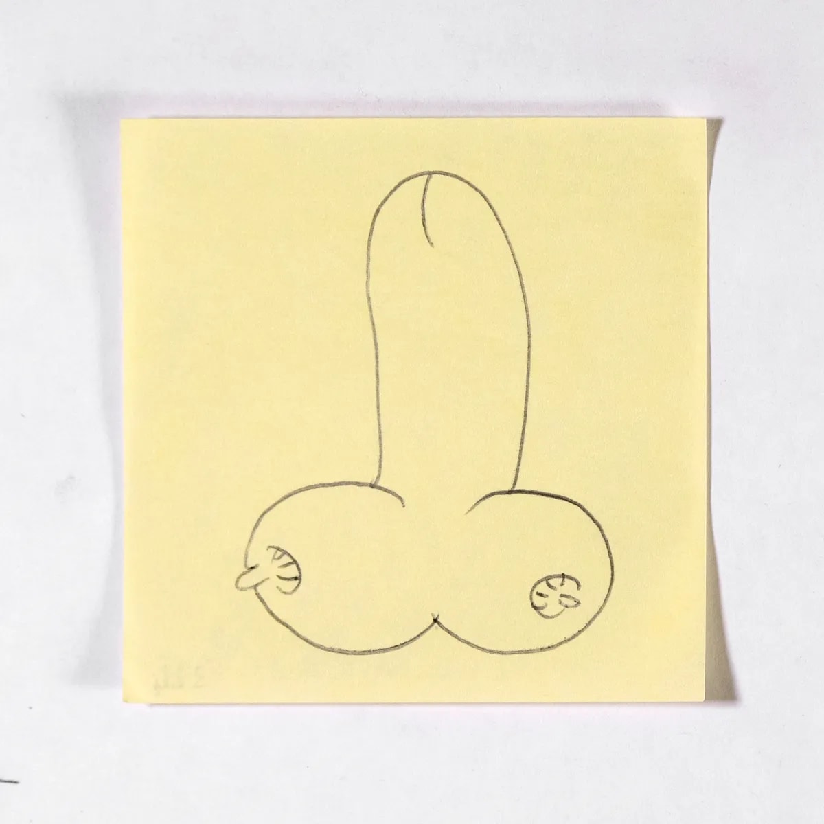 Breasted, No. 324 of 512: a hand-drawn cazzo on a sticky note