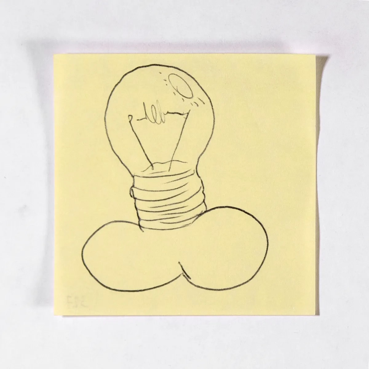 Incandescence, No. 327 of 512: a hand-drawn cazzo on a sticky note