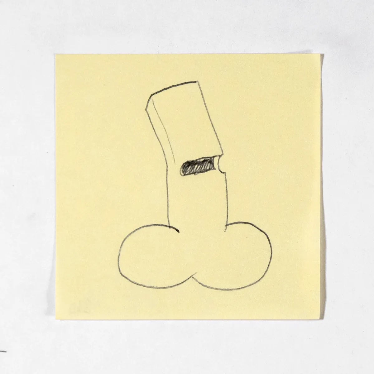 Whistle, No. 344 of 512: a hand-drawn cazzo on a sticky note