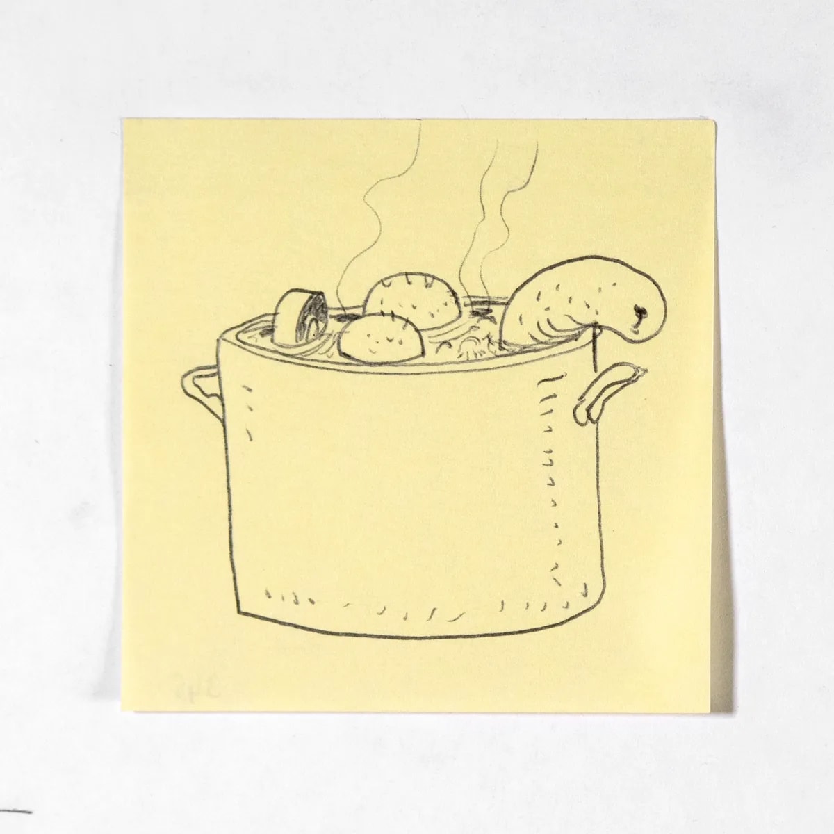 Stew, No. 345 of 512: a hand-drawn cazzo on a sticky note