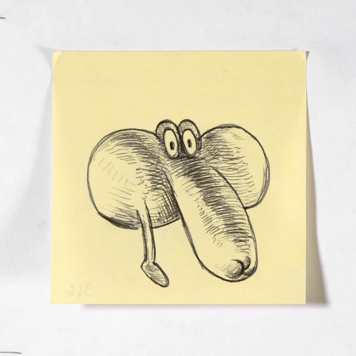 Qbert, No. 346 of 512: a hand-drawn cazzo on a sticky note