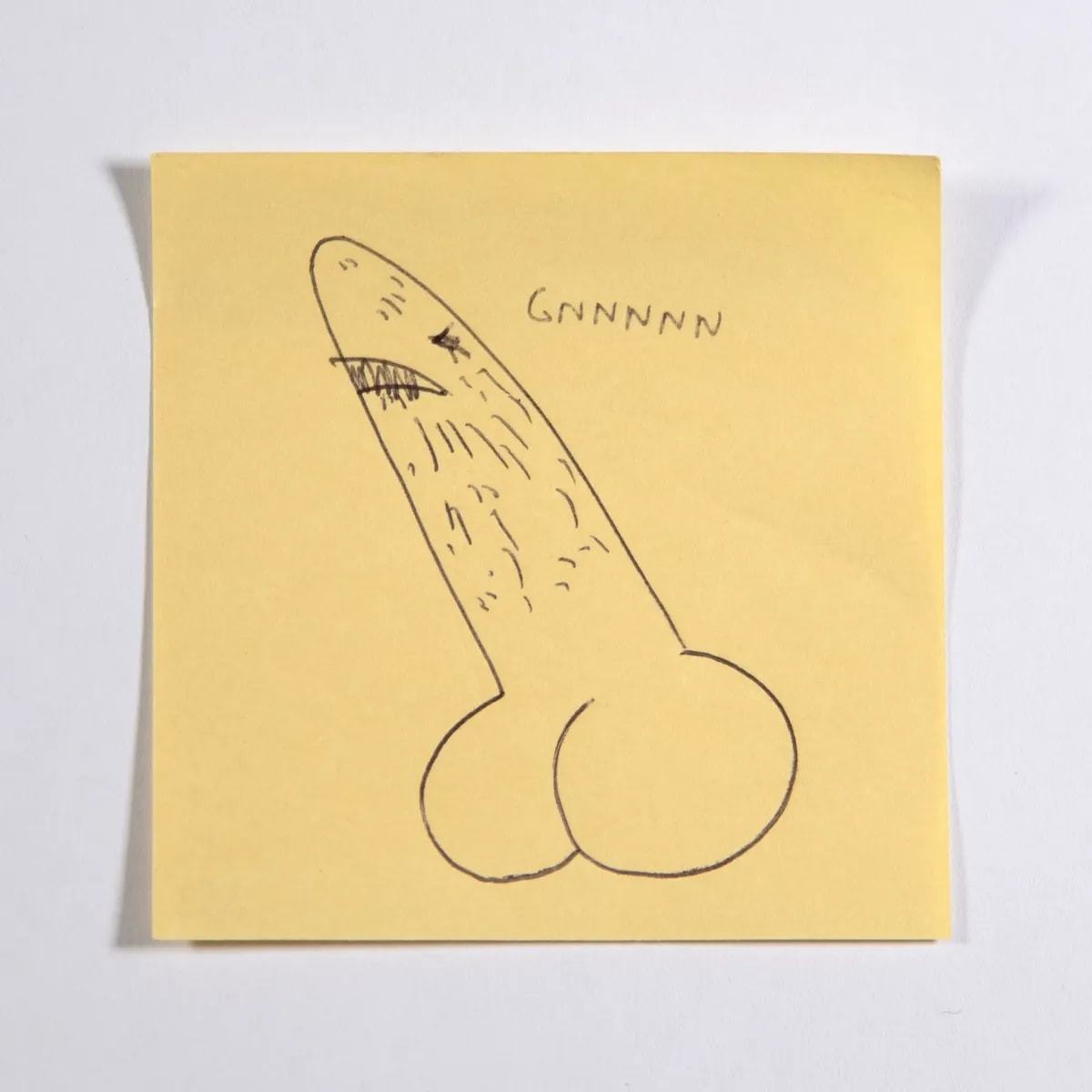Futurism, No. 353 of 512: a hand-drawn cazzo on a sticky note
