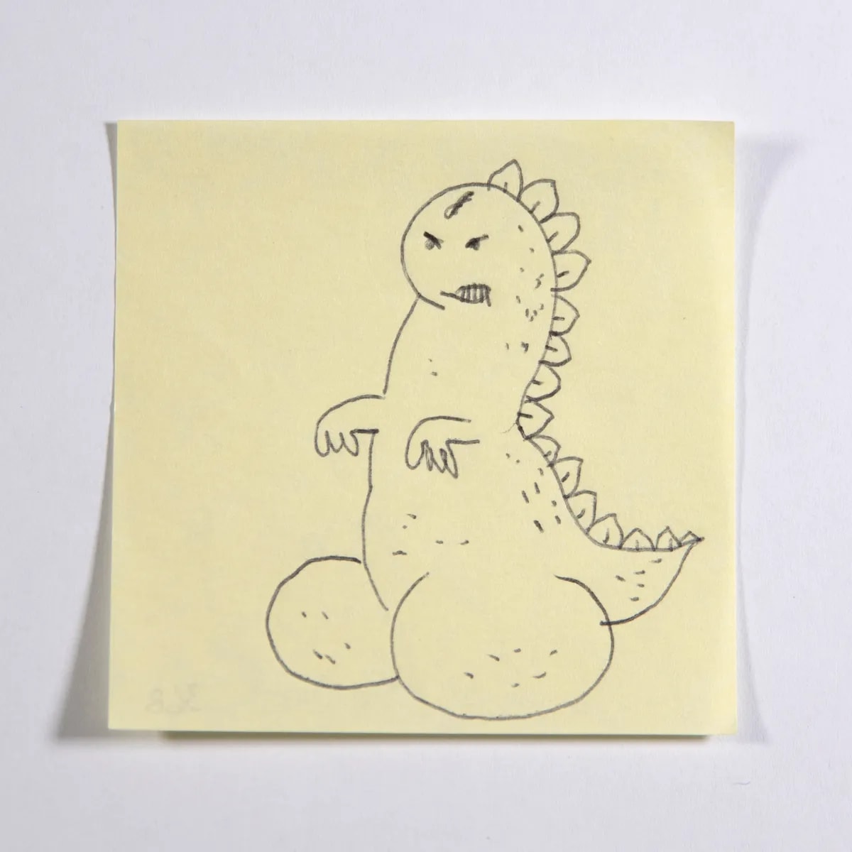 Gojira, No. 368 of 512: a hand-drawn cazzo on a sticky note