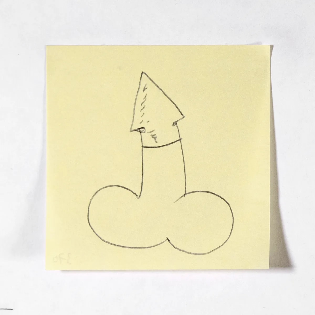 Sagittarius, No. 370 of 512: a hand-drawn cazzo on a sticky note