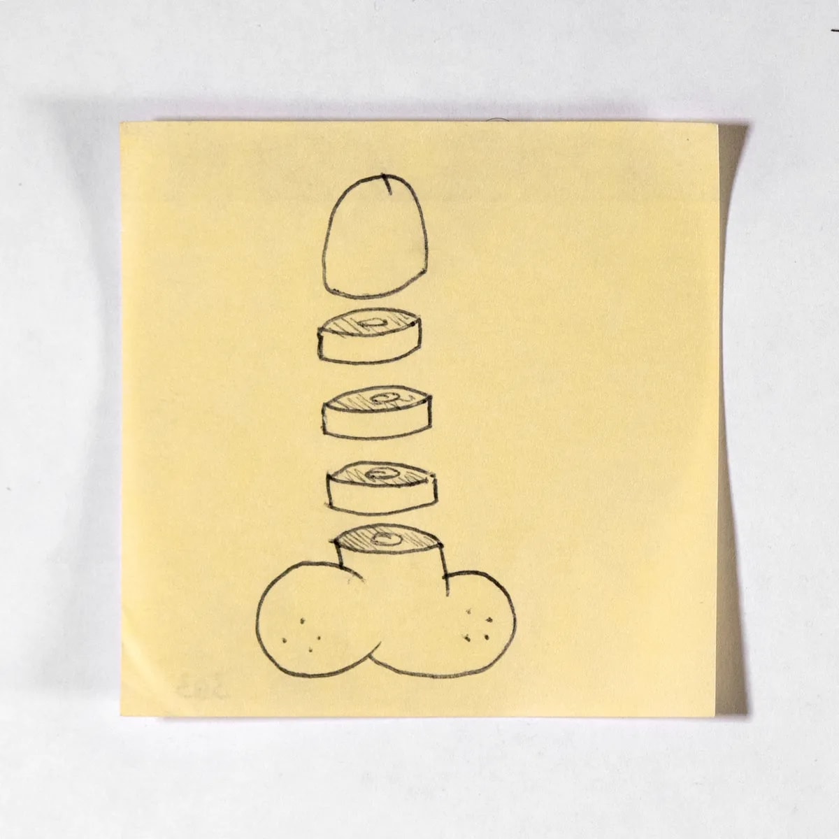 Dissected6, No. 383 of 512: a hand-drawn cazzo on a sticky note