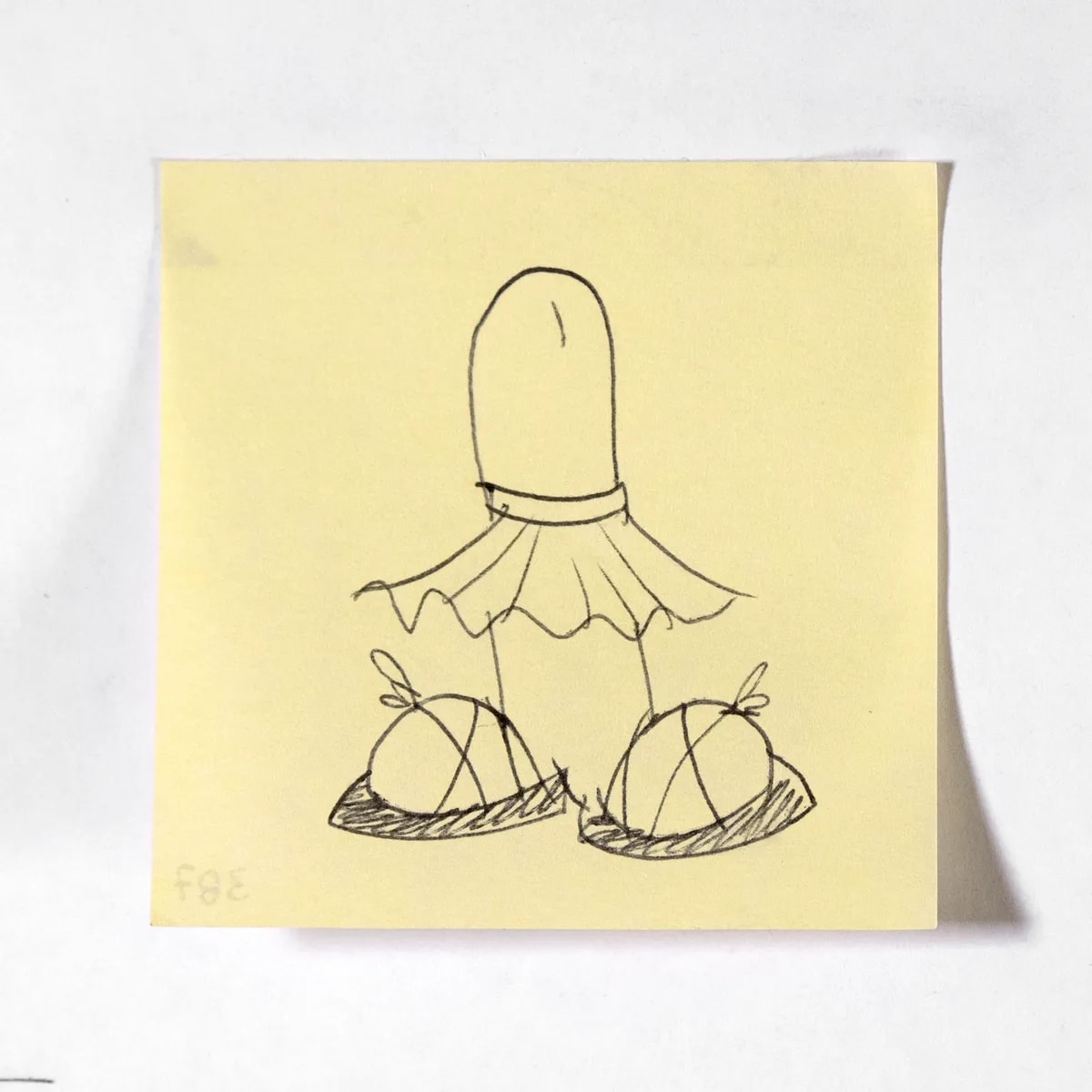 Ballerina, No. 387 of 512: a hand-drawn cazzo on a sticky note