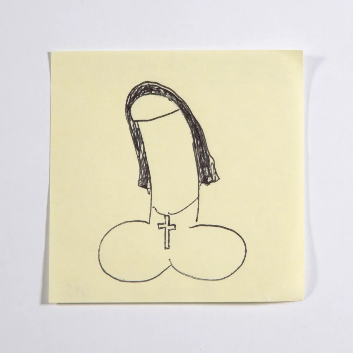 Nun, No. 395 of 512: a hand-drawn cazzo on a sticky note
