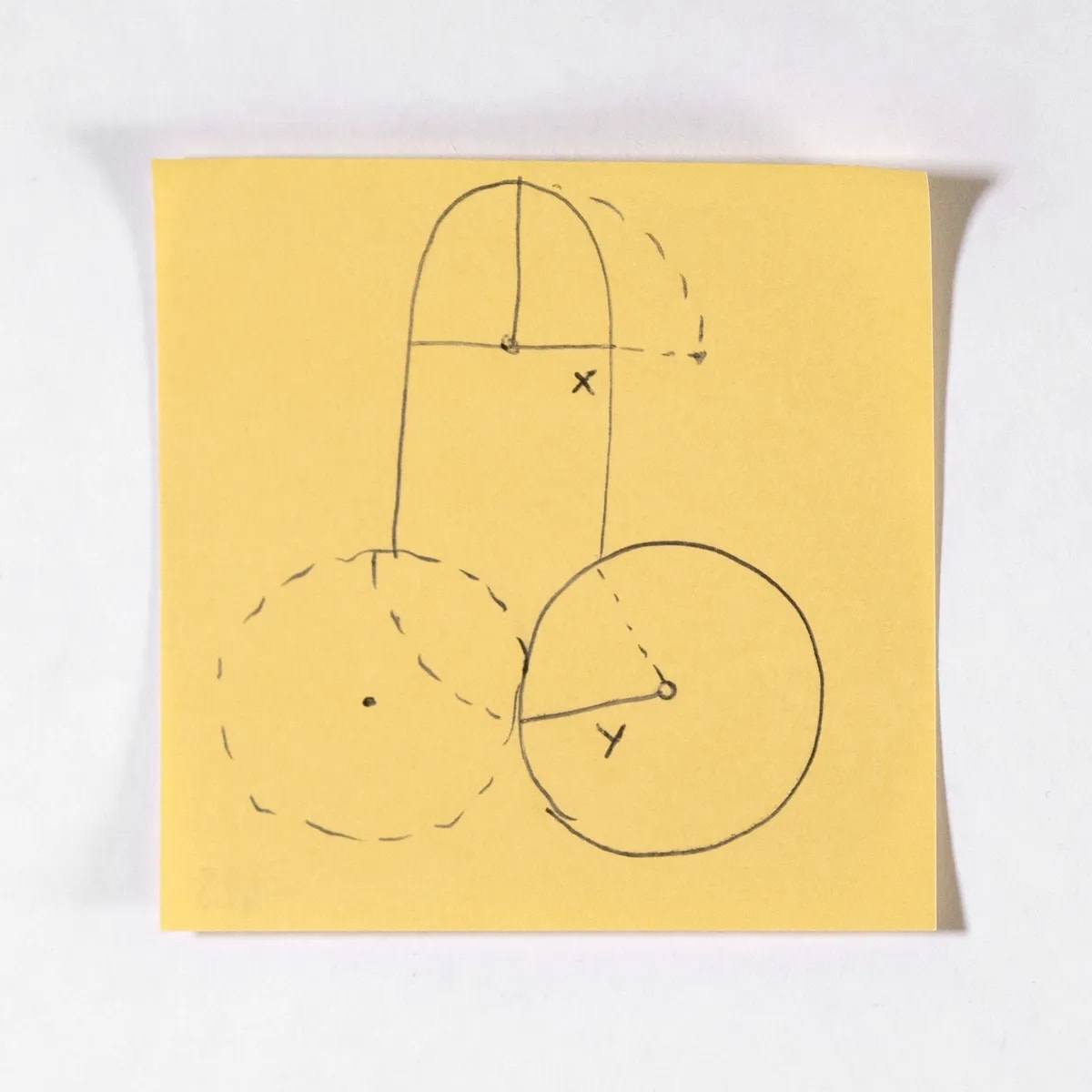 Trigonometry, No. 425 of 512: a hand-drawn cazzo on a sticky note